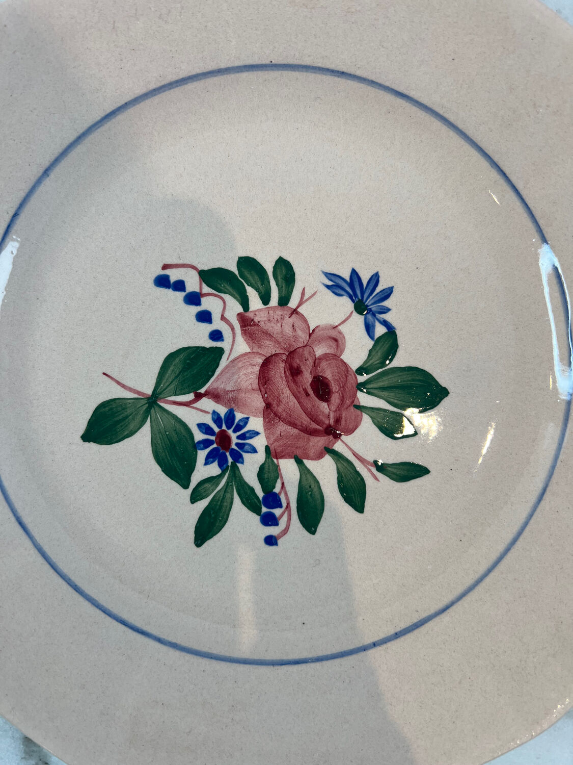 Set of four flat plates Sarreguemines Vosges