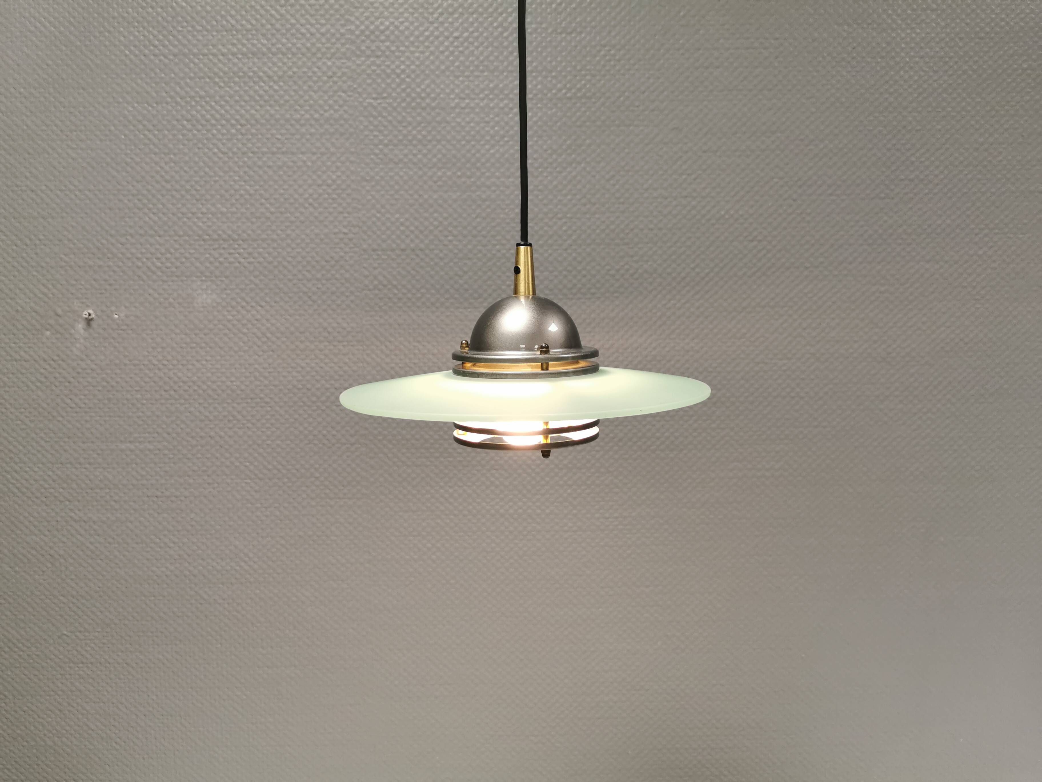 Hanging lamp in metal and painted glass by Swedish Belid, estimated 1980-90s