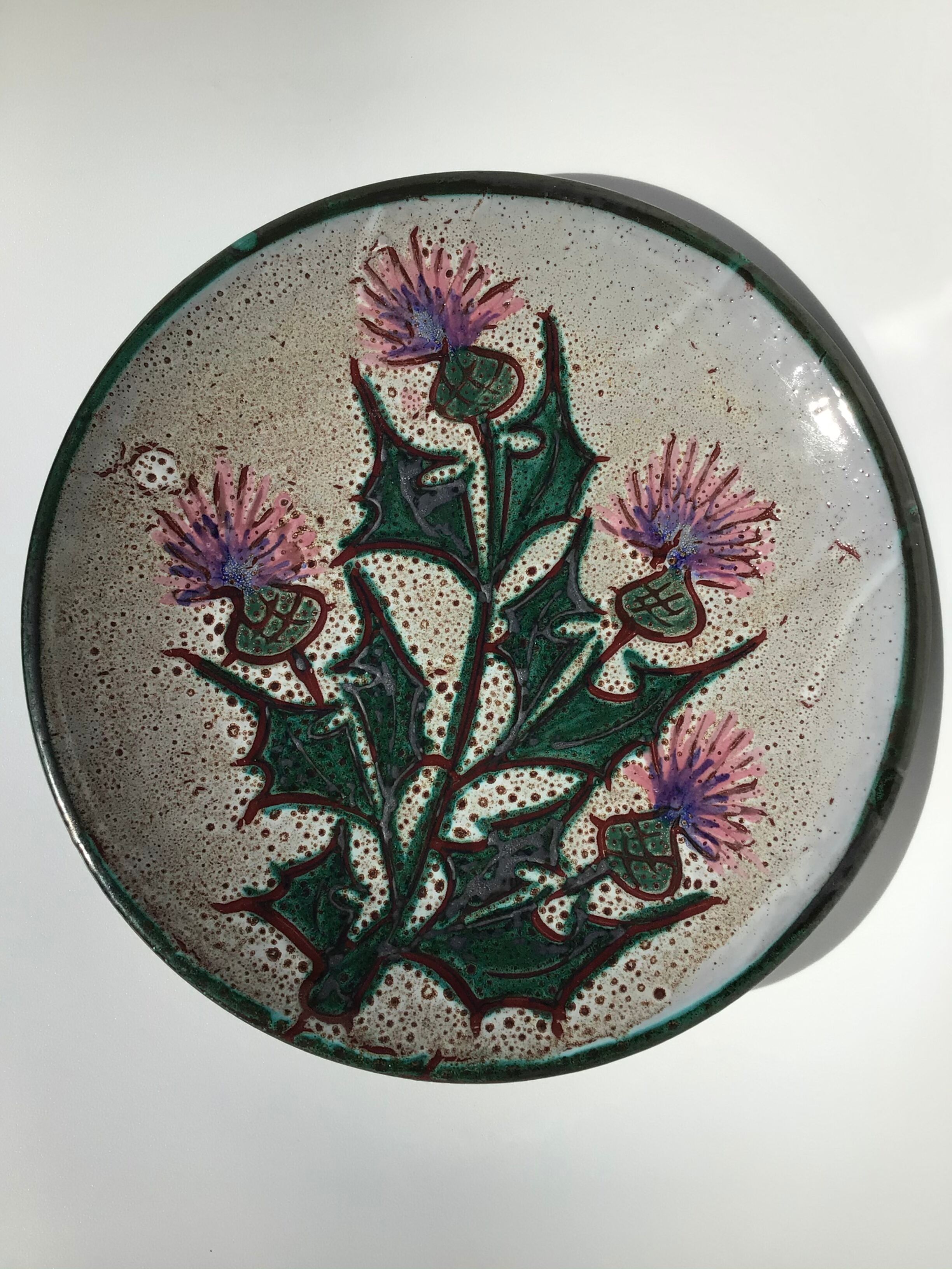 Dish Vallauris decoration thistles diameter 29.5cm