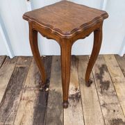 Antique louis xv style solid oak side table with curved legs vintage
