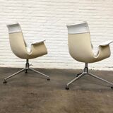 Vintage White Leather "Bucket Chair" by Fabricius and Kastholm for Kill international, set of 2.