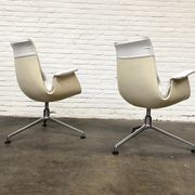 Vintage White Leather "Bucket Chair" by Fabricius and Kastholm for Kill international, set of 2.