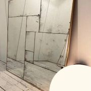 Handcrafted industrial mirror made to measure with a hand-aged frame and brass finish.