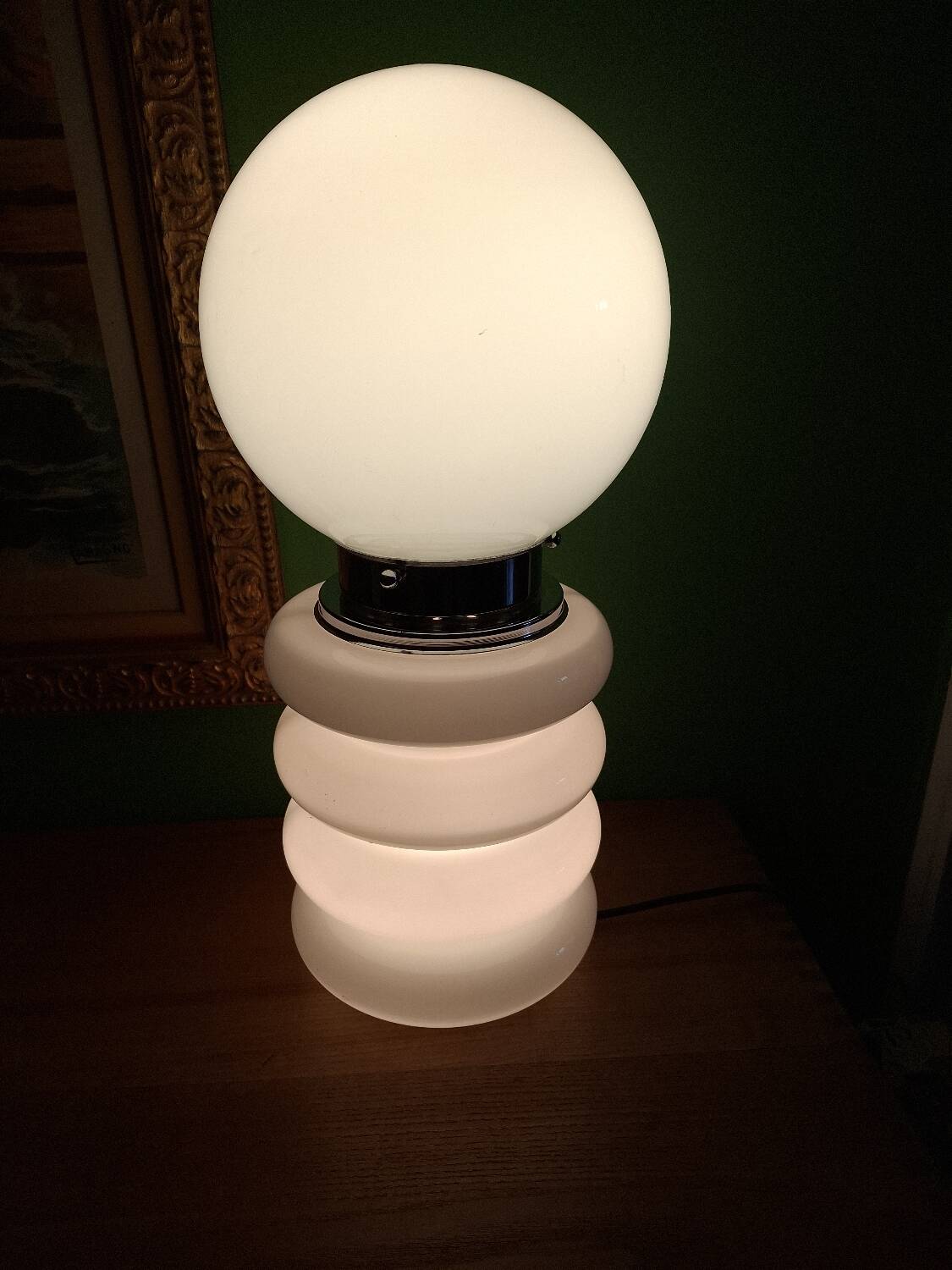 Opaline lamp in Murano glass, Mazzega, Carlos Nason