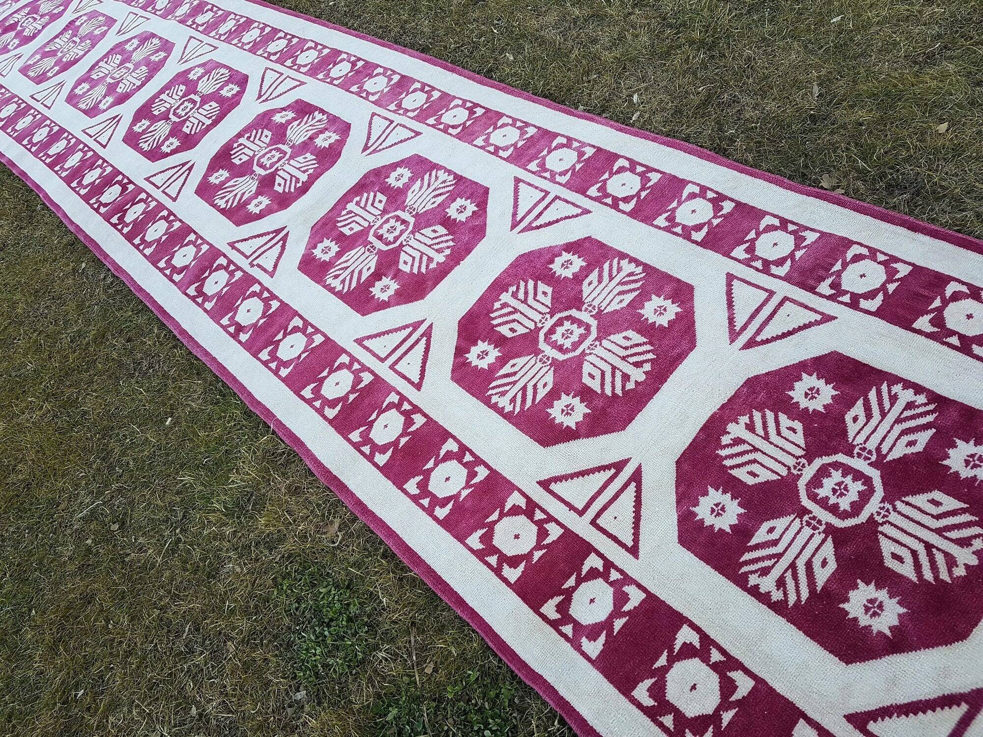 Vintage Turkish hallway rug 100x493 cm