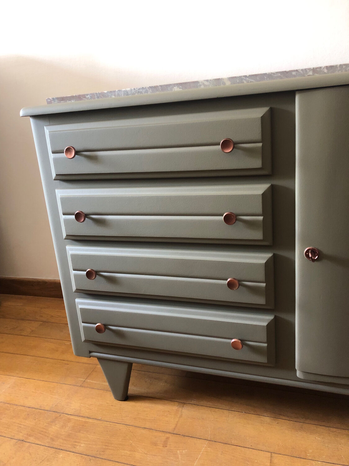 Olive green chest of drawers