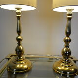 Pair of vintage Scandinavian brass lamps 1960