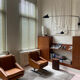 Vintage Italian cognac design lounge chairs 'Hermes style'
