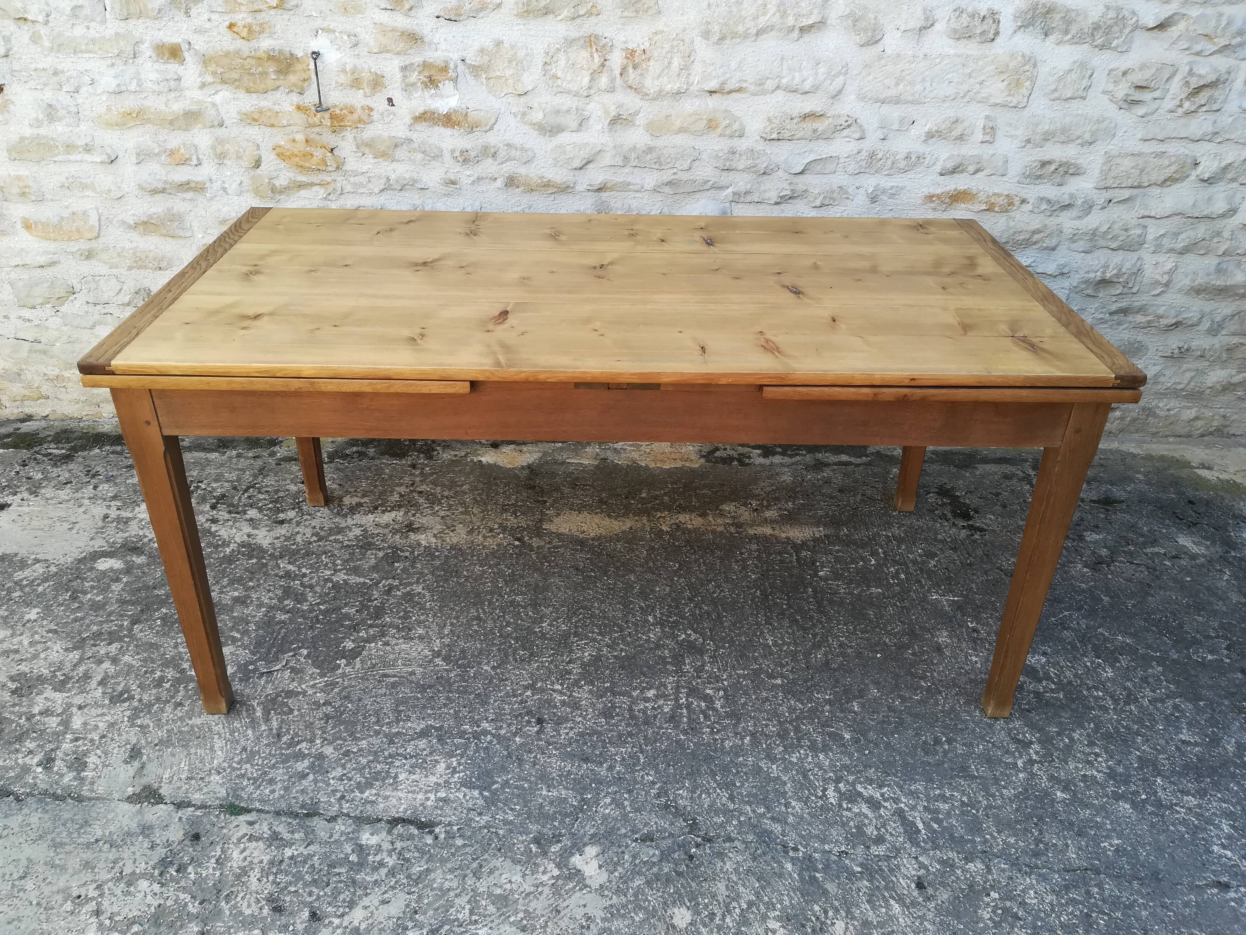 Farmhouse table with two extensions