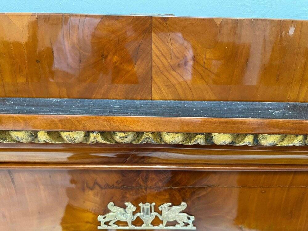 Biedermeier Cherry Wall Mirror with Brass Decor, South Germany, 1820s