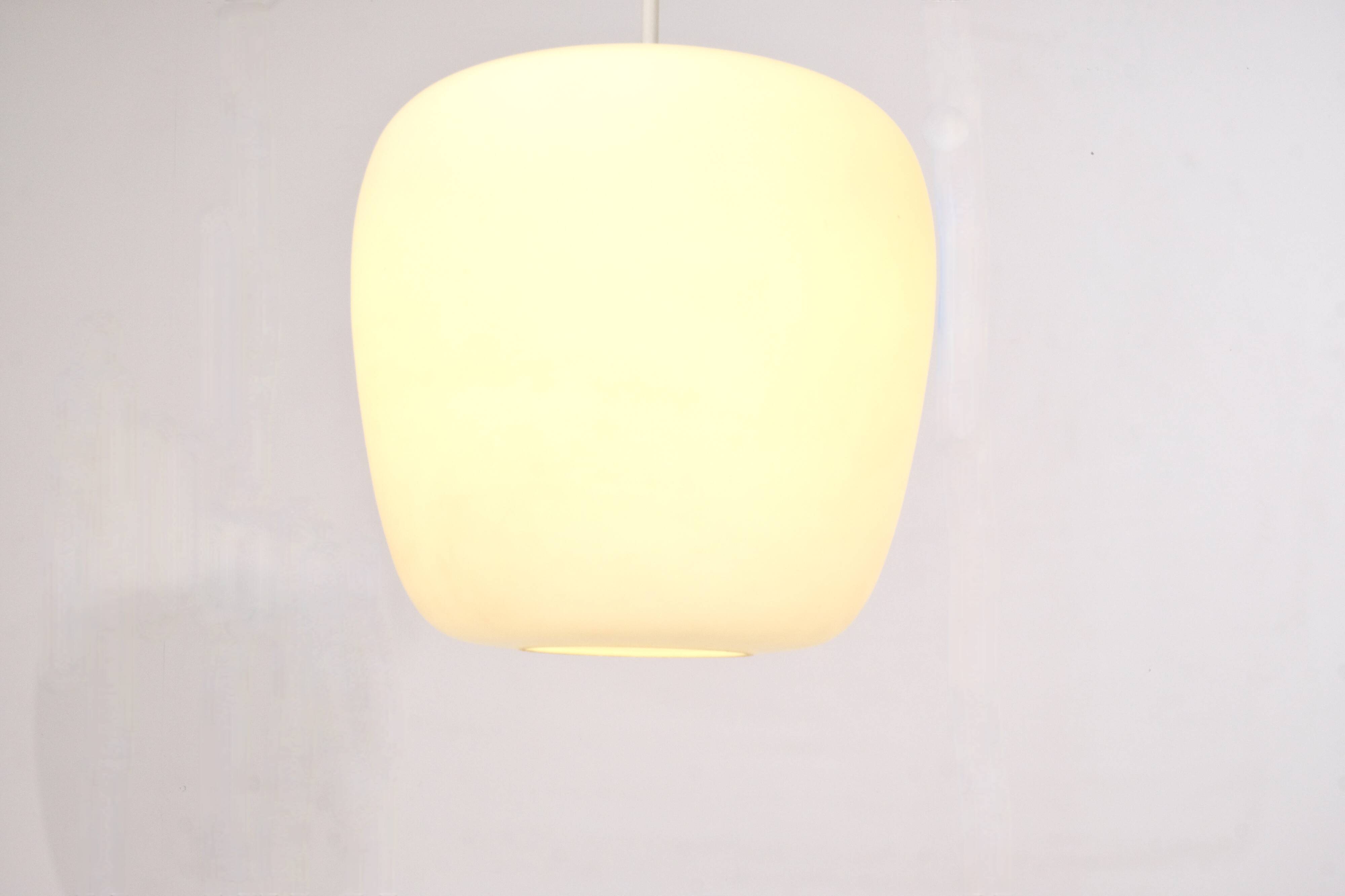 Large Scandinavian opaline pendant light - 1960s
