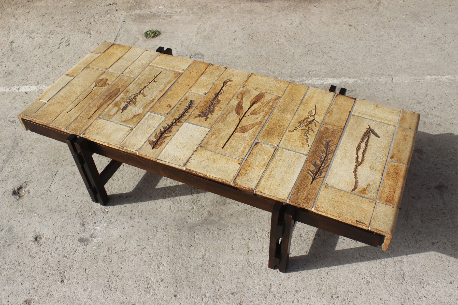 Coffee table Model Garrigue in Ceramics and Wood by Roger Capron, France, 1950s