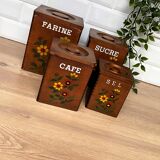 Set of 4 wooden spice jars