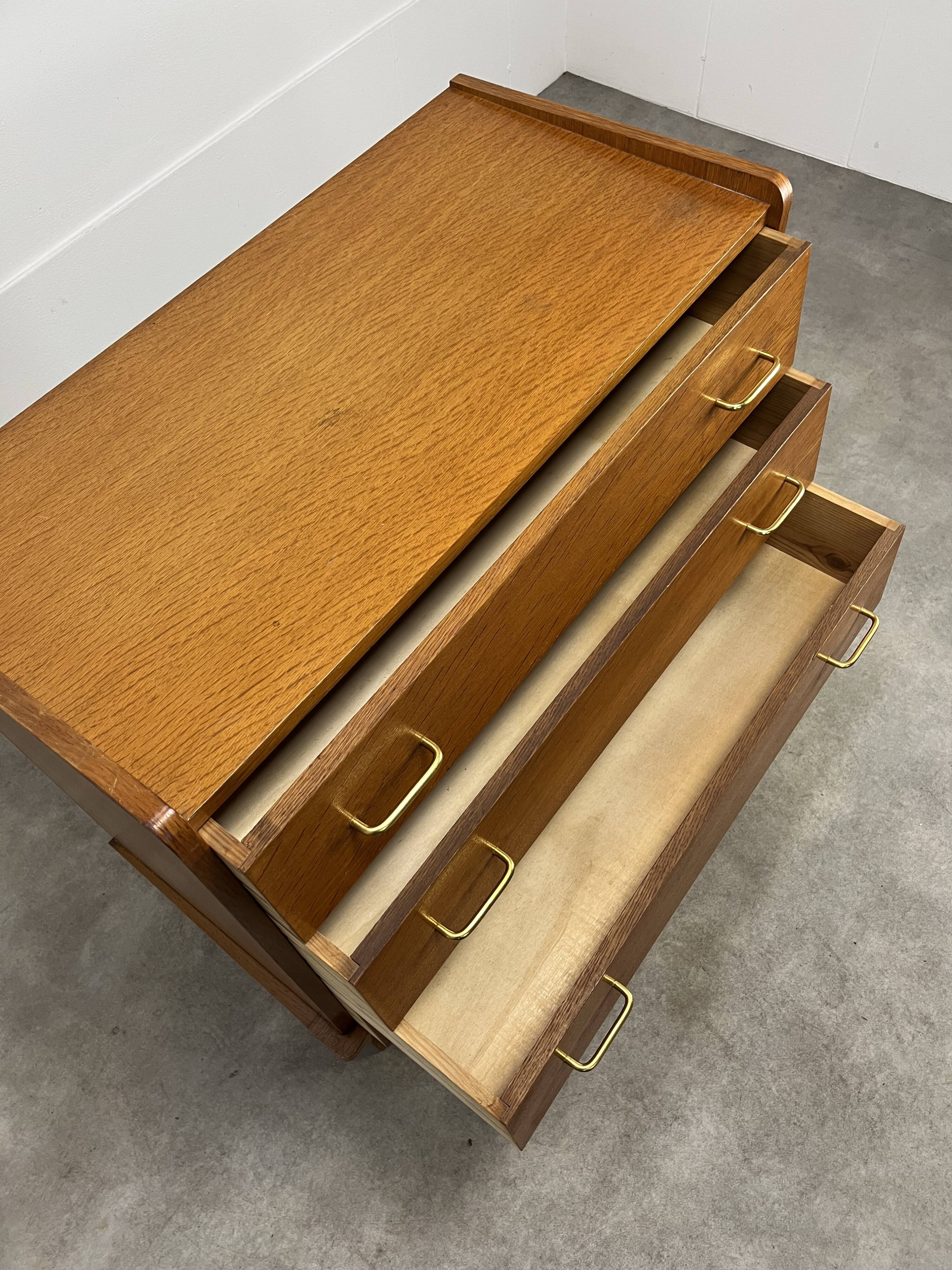 Commode pieds compas années 50 bois blond