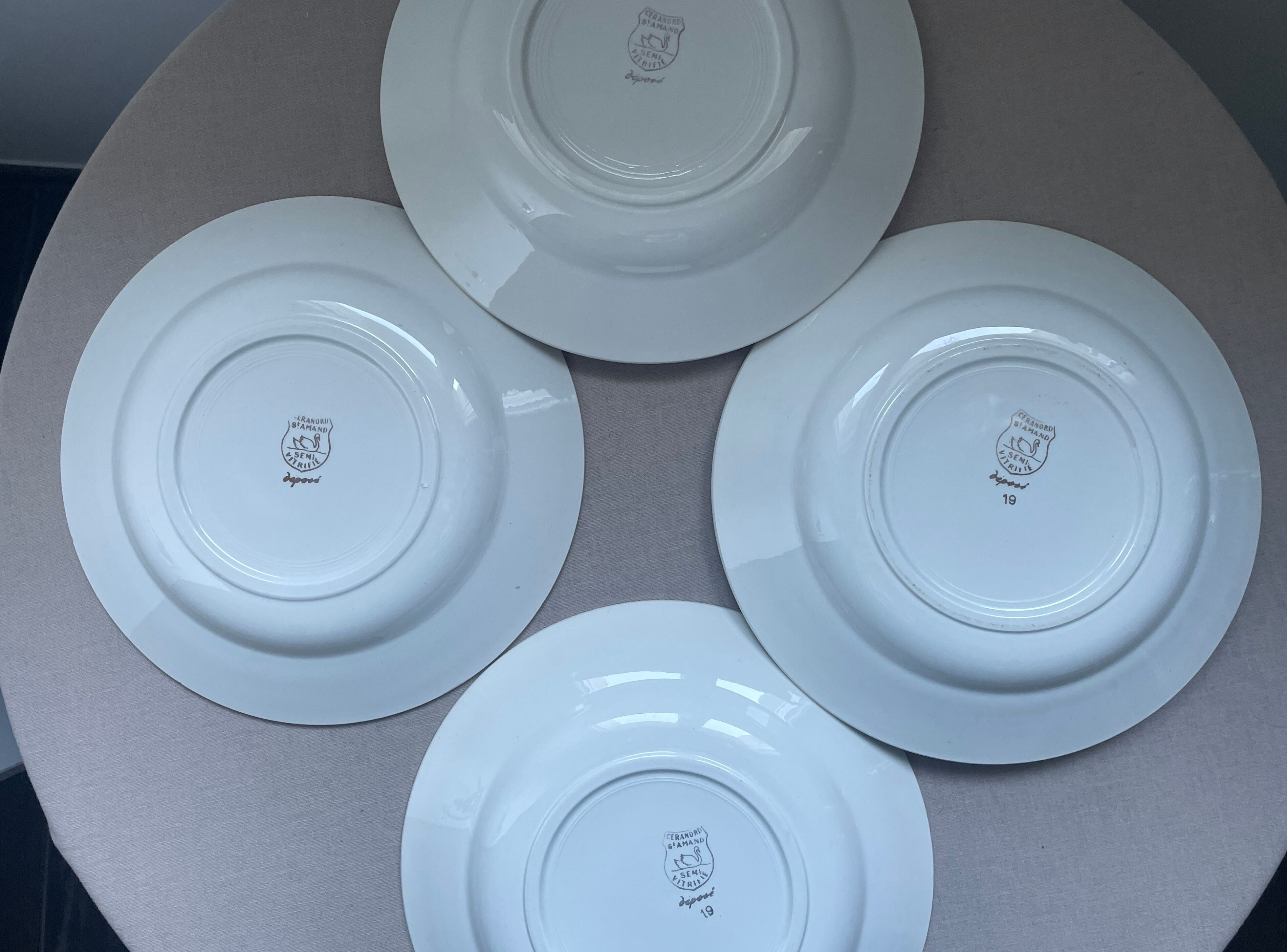 4 antique deep plates Céranord Saint-Amand vegetable garden design