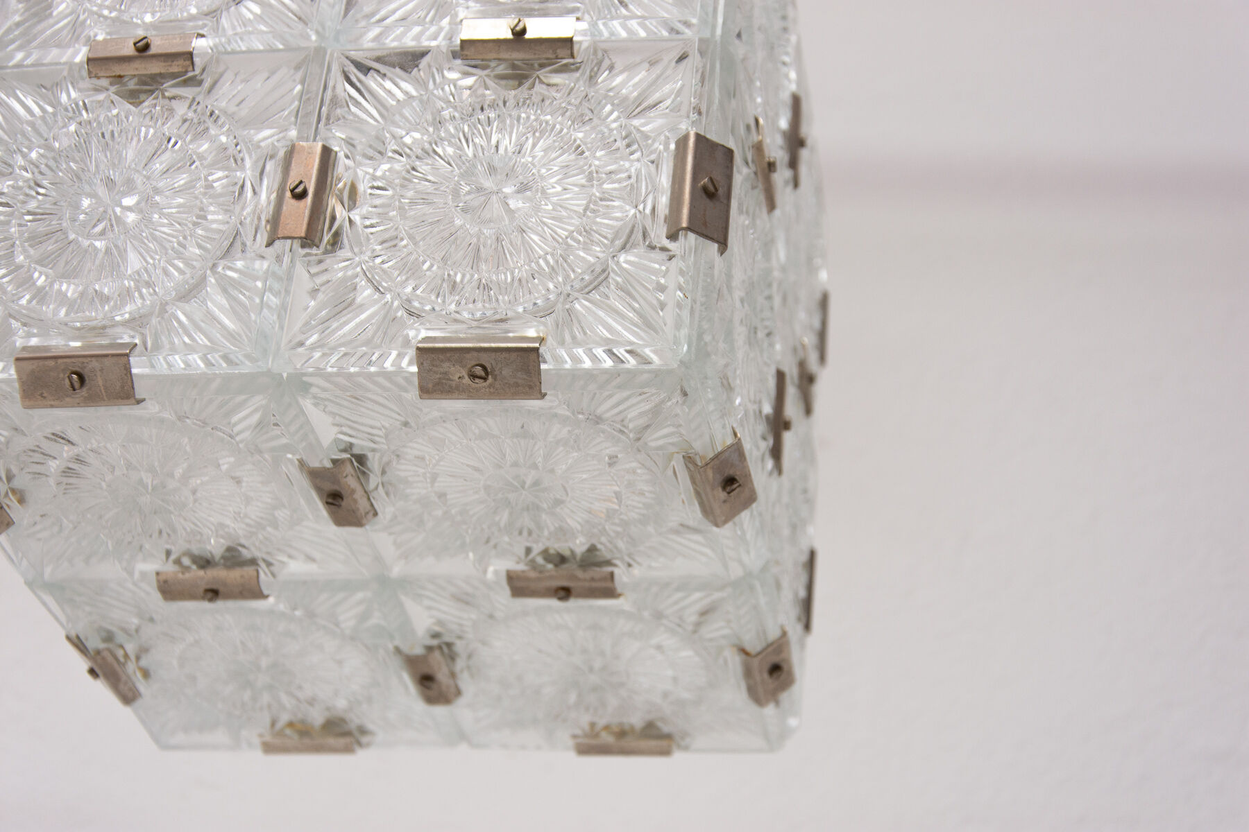 Pair of Glass Cube Pendants for Kamenický Šenov, 1970s