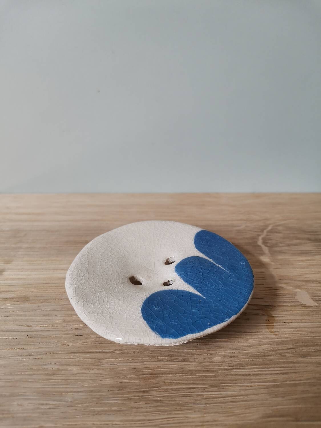 Handmade soap dish blue ceramic pattern