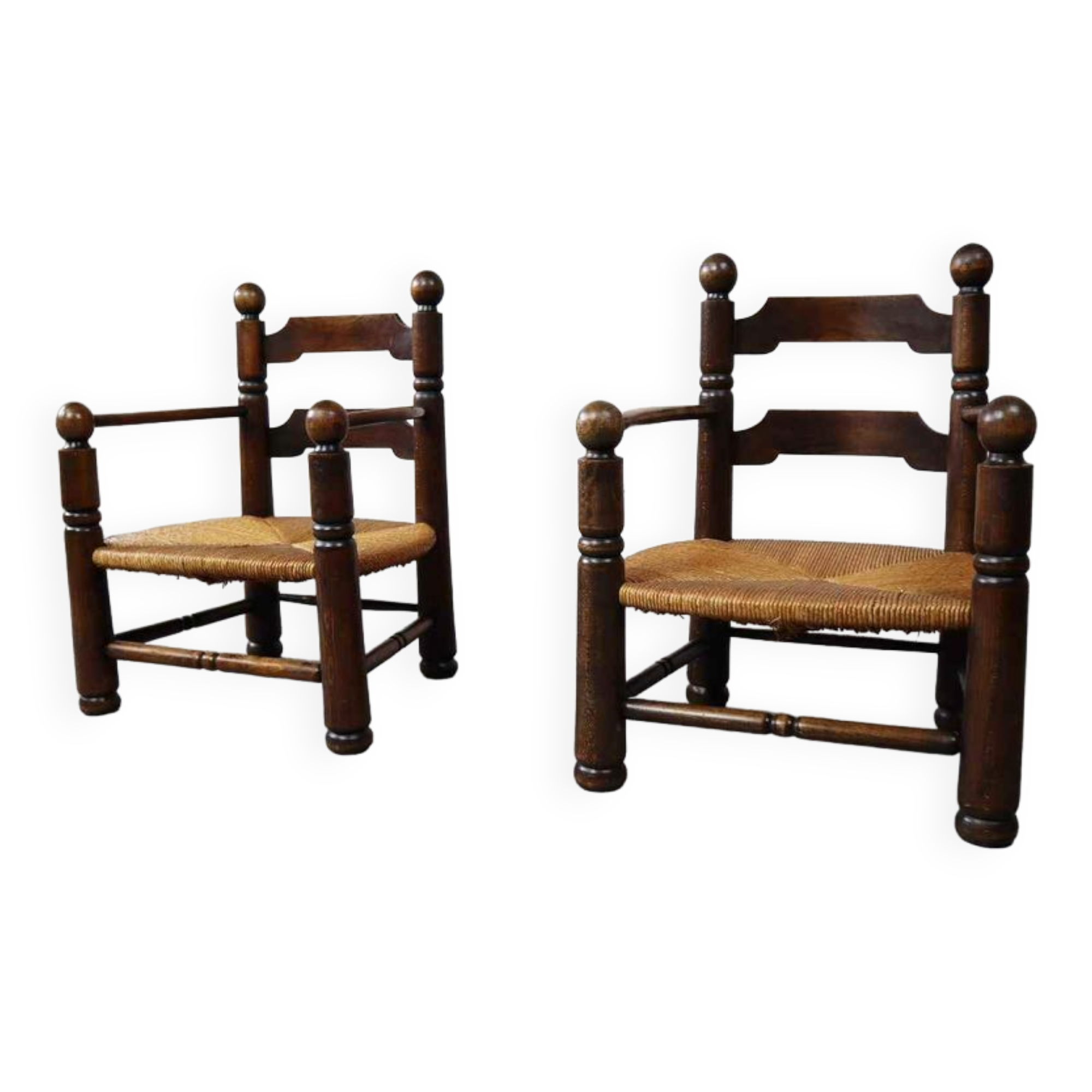 Paire de fauteuils en chêne, années 1940