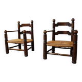 Paire de fauteuils en chêne, années 1940