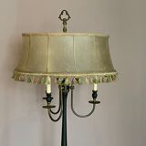 Vintage floor lamp in black and gold metal with lampshades