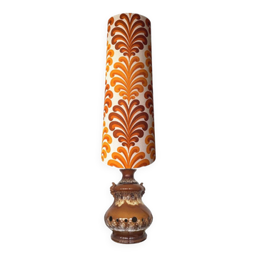 Fougère floor lamp in fabric and brown ceramic, 1970