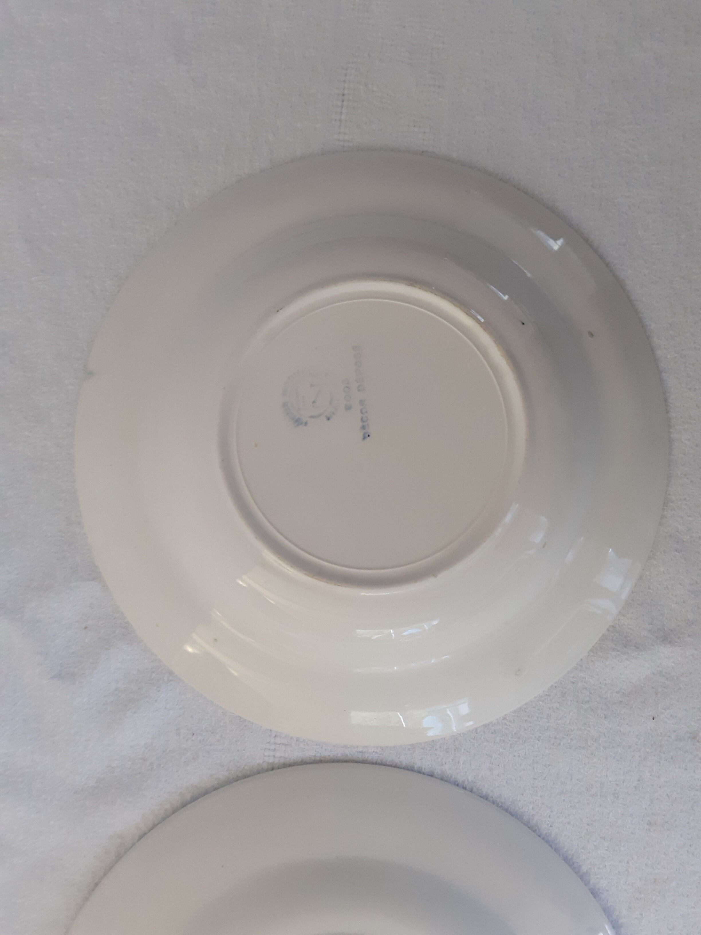 Duo of Plates faience old checkerboard decoration GREEN STYLE Digoin Moulin des loups FN