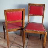 Pair of Art Deco chairs in red skai