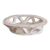 Corbeille ajourée faïence blanche tressée terre cuite XIXeme