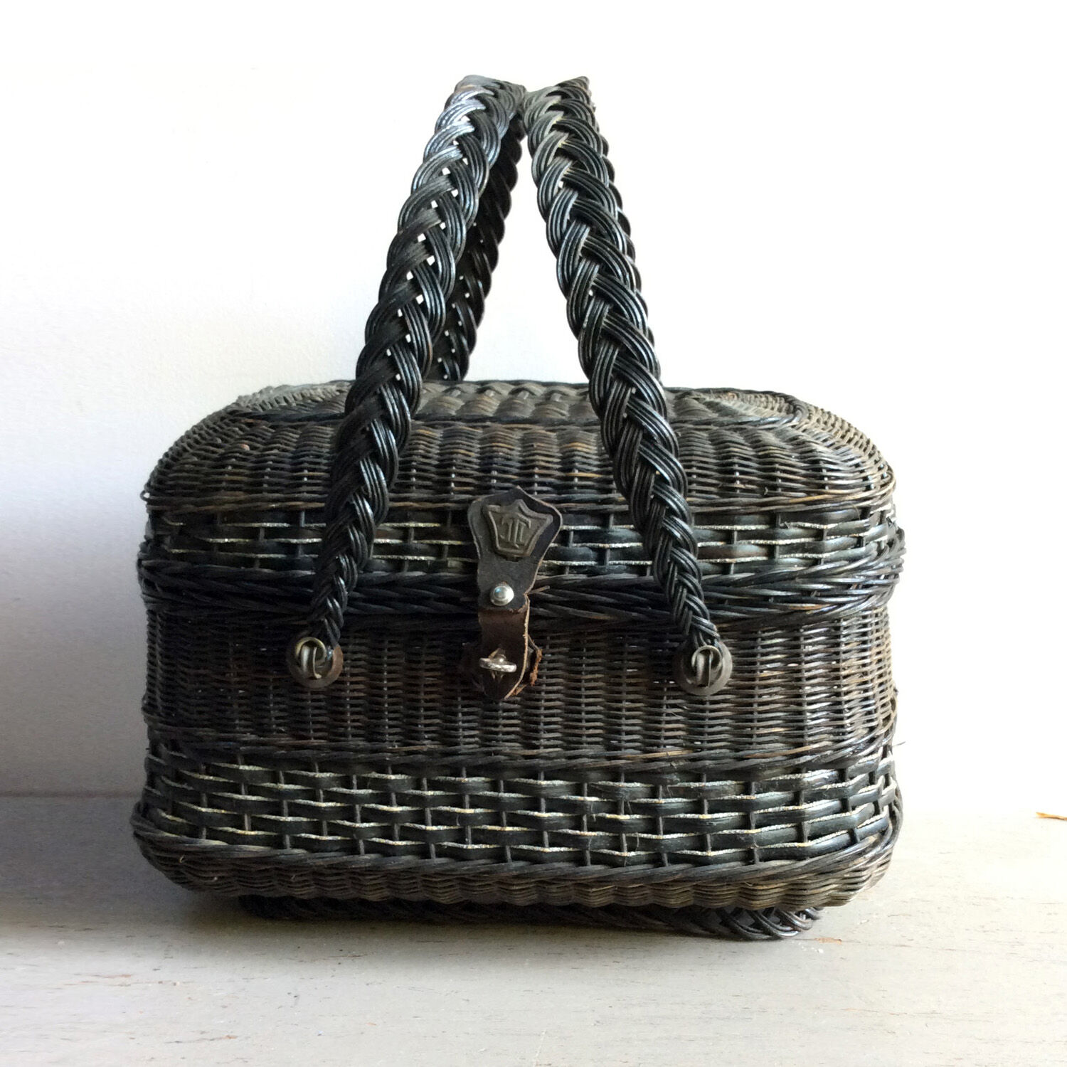 Bressan basket in blackened rattan