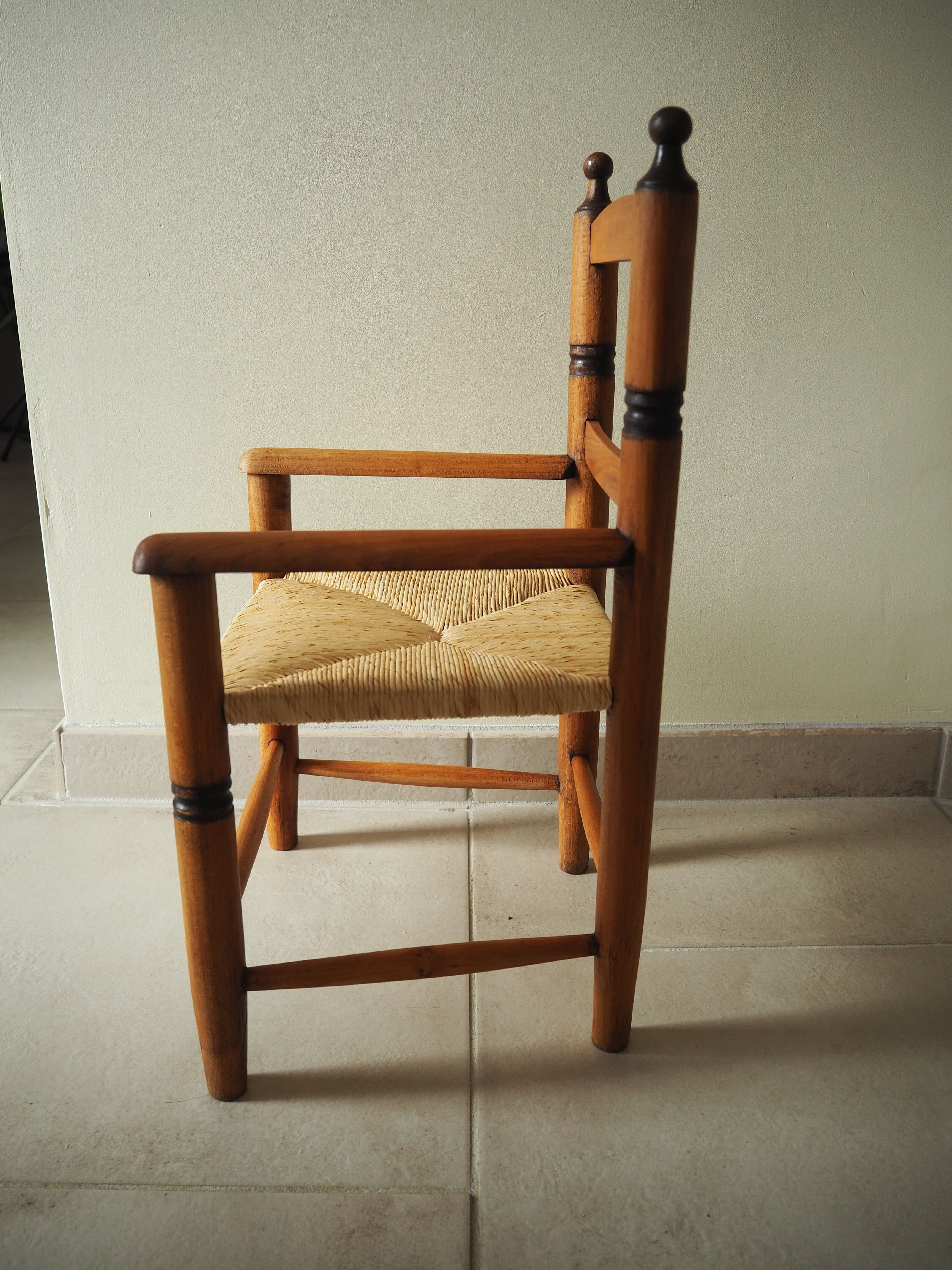 Old straw chair for children