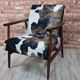 Restored Mid-Century Armchair Type B-7727 - Cowhide Print Velour - 1960s