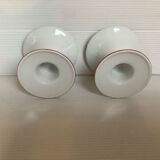Pair of white candlesticks, pink line, Germany