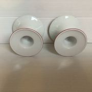 Pair of white candlesticks, pink line, Germany