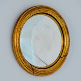 Small convex gilt wood mirror / witch's eye 1960s