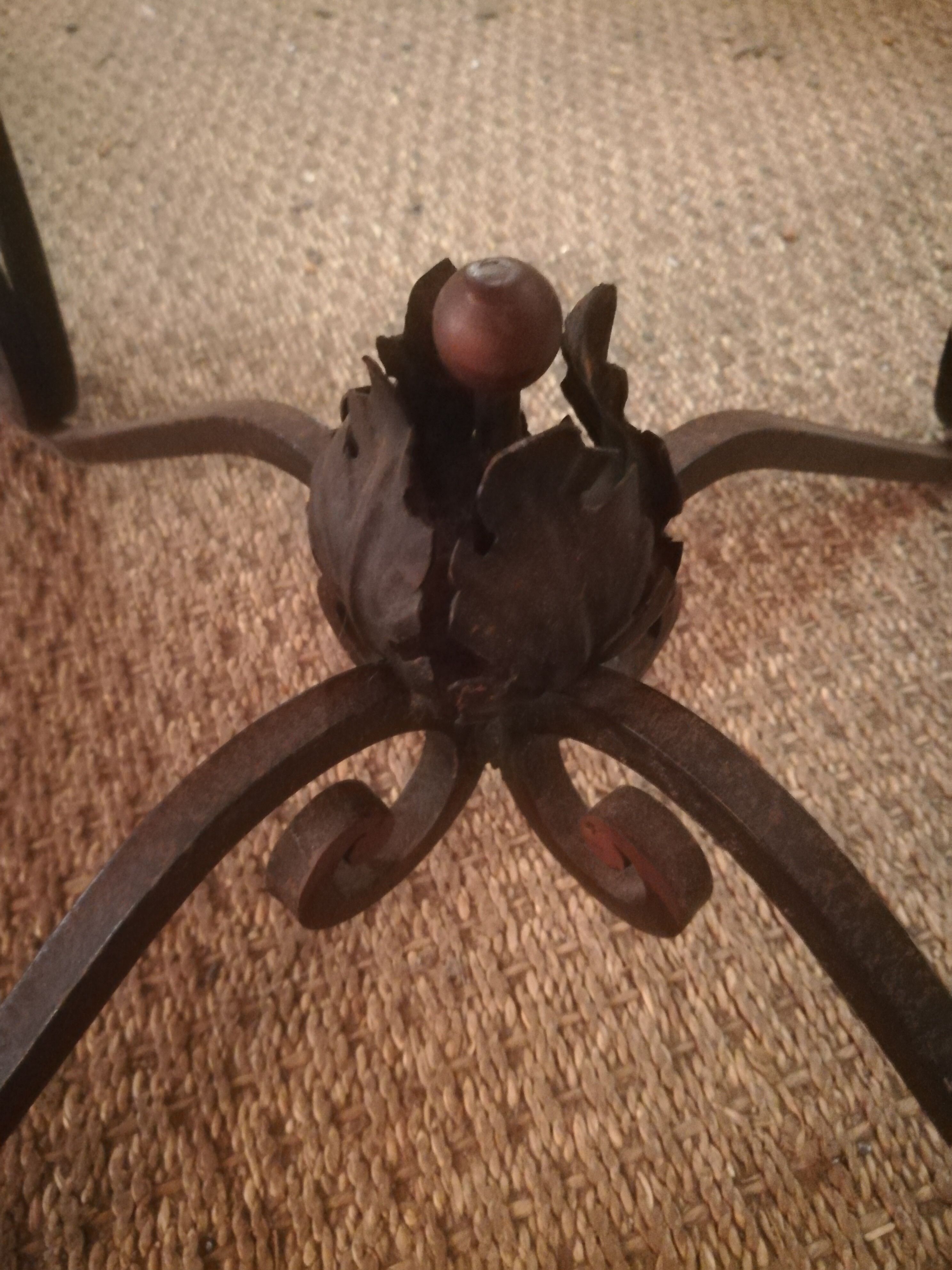 Wrought iron and marble coffee table