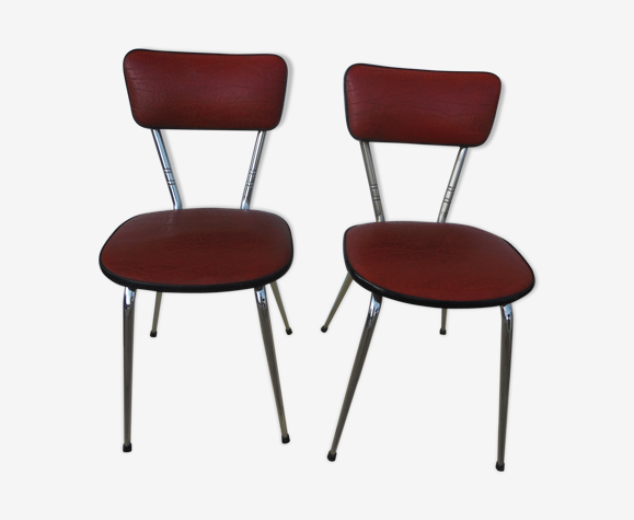 2 chaises vintage skai rouge et chrome | Selency