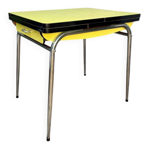 Table formica jaune vintage