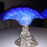 Glass and metal fruit bowl