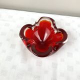 Cendrier vintage en verre massif rouge style Murano