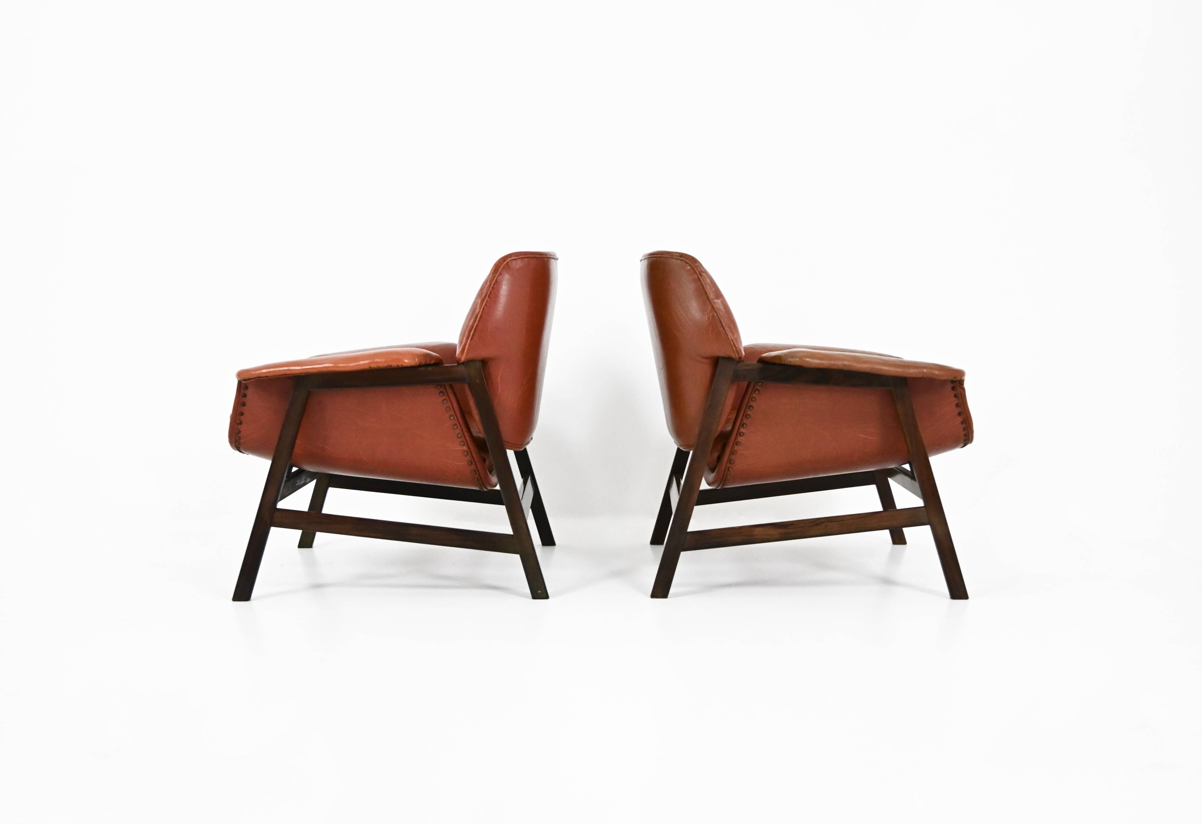 Set of 2 “849” Armchairs by Gianfranco Frattini for Cassina, 1950s