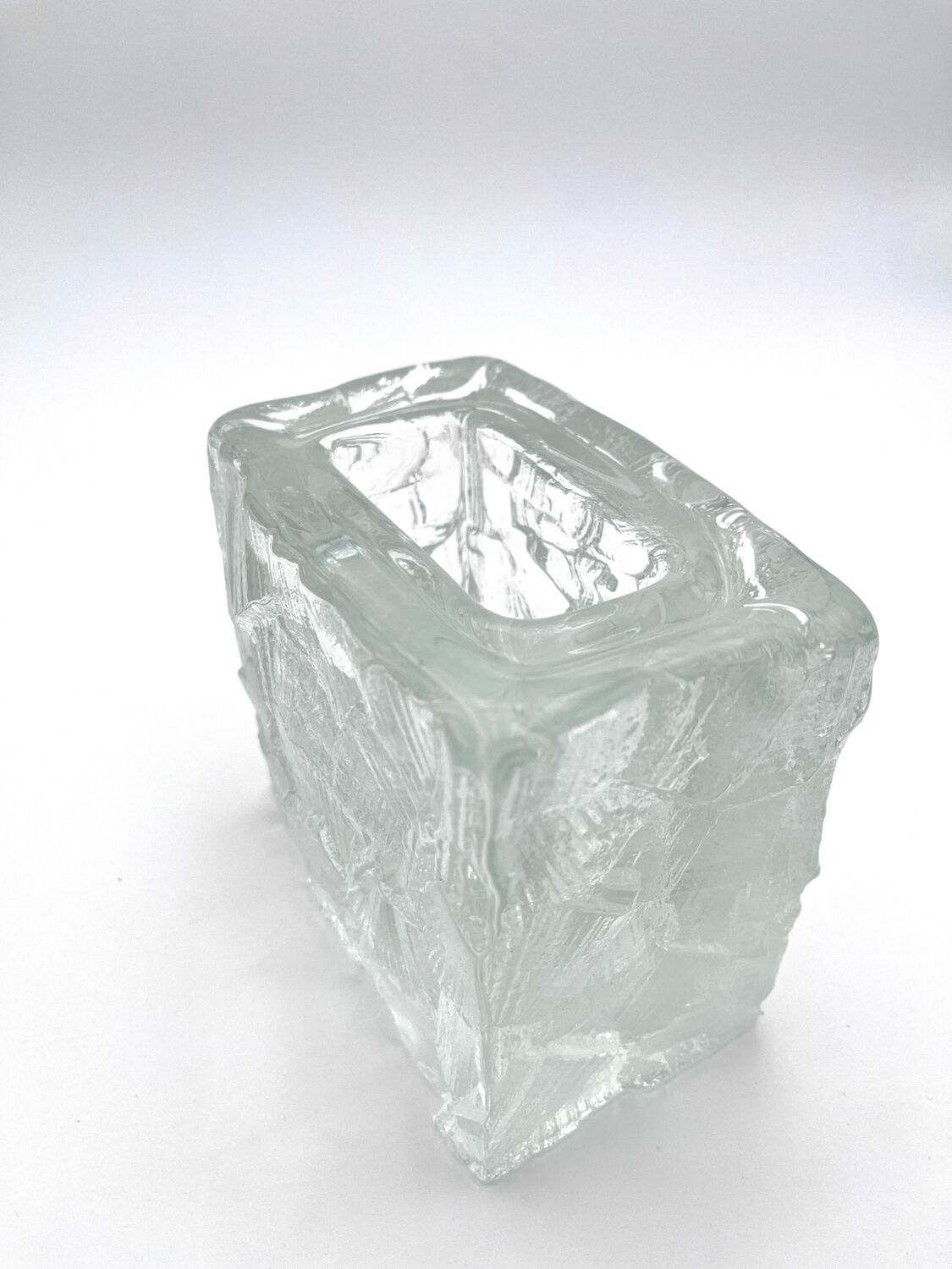 Brutalist vase "Demant" Göte Augustsson - Ruda Glasbruk - Sweden 1960