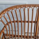 Vintage 1970s rattan bench