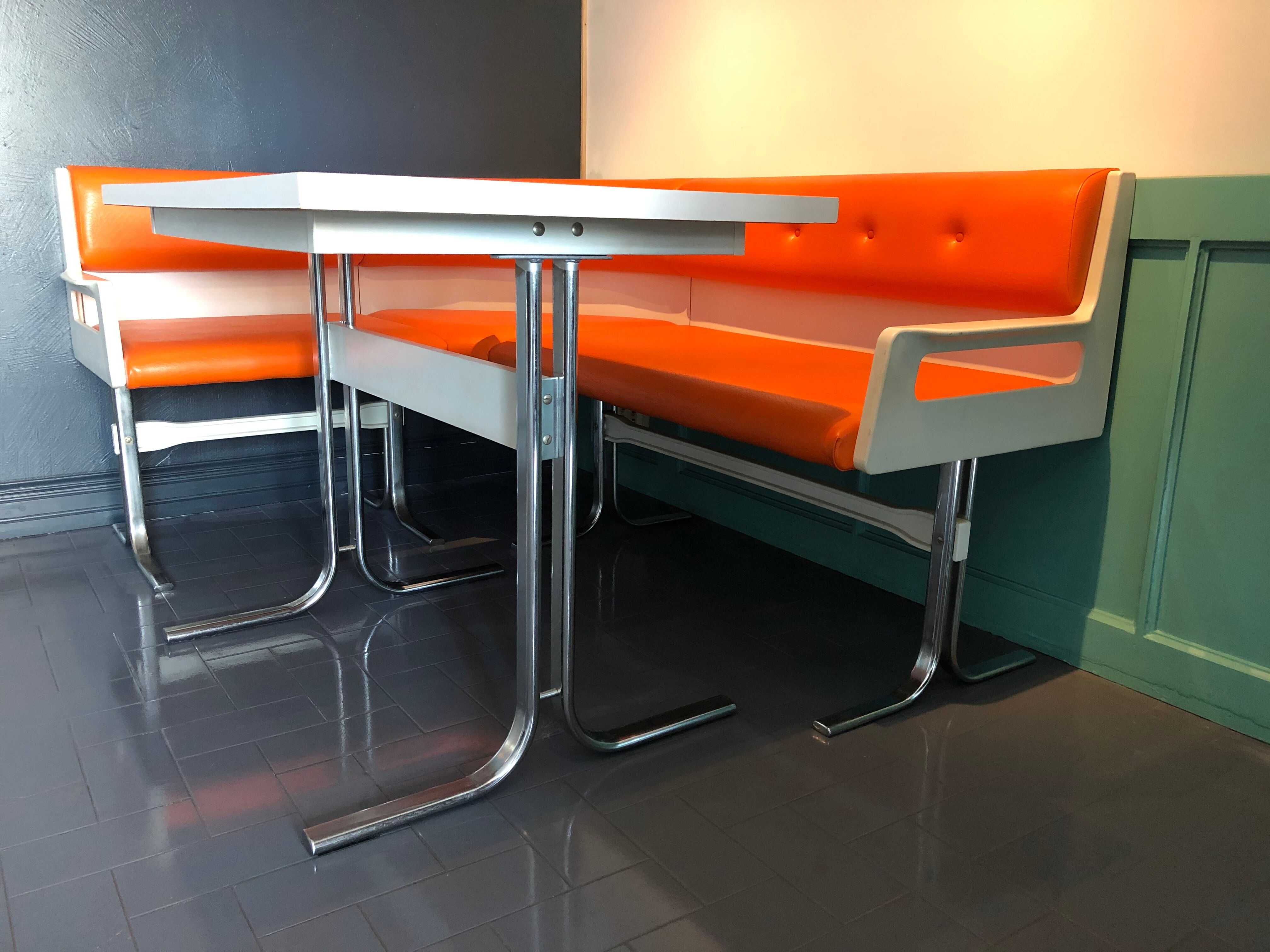 Vintage dining area bench and matching table