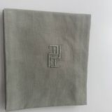 Tablecloth and 6 damask cotton napkins monogram khaki ah art deco
