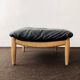Danish Oak and Leather Lounge Chair with Ottoman