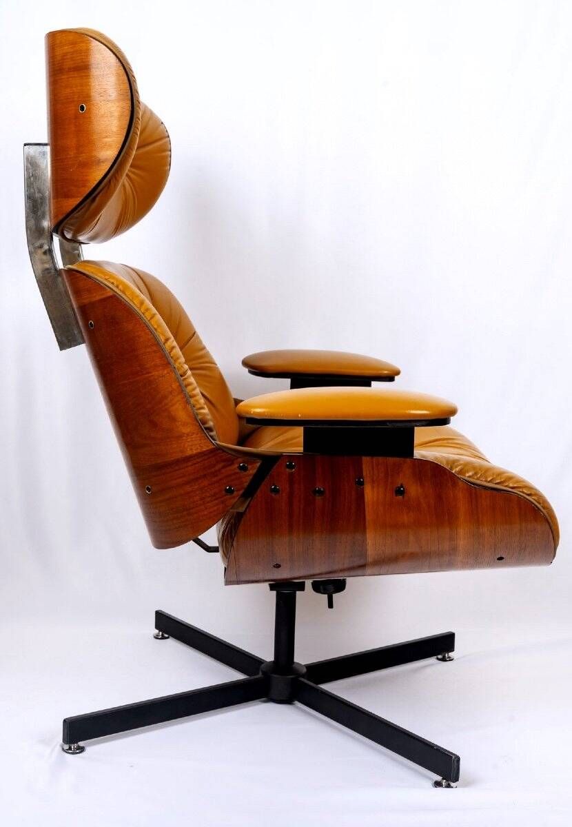 Lounge chair & son ottoman - leather & alu, xxth century