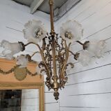 Old bronze chandelier 8 lights, 128cms h