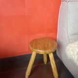Pair of wooden tripod stools