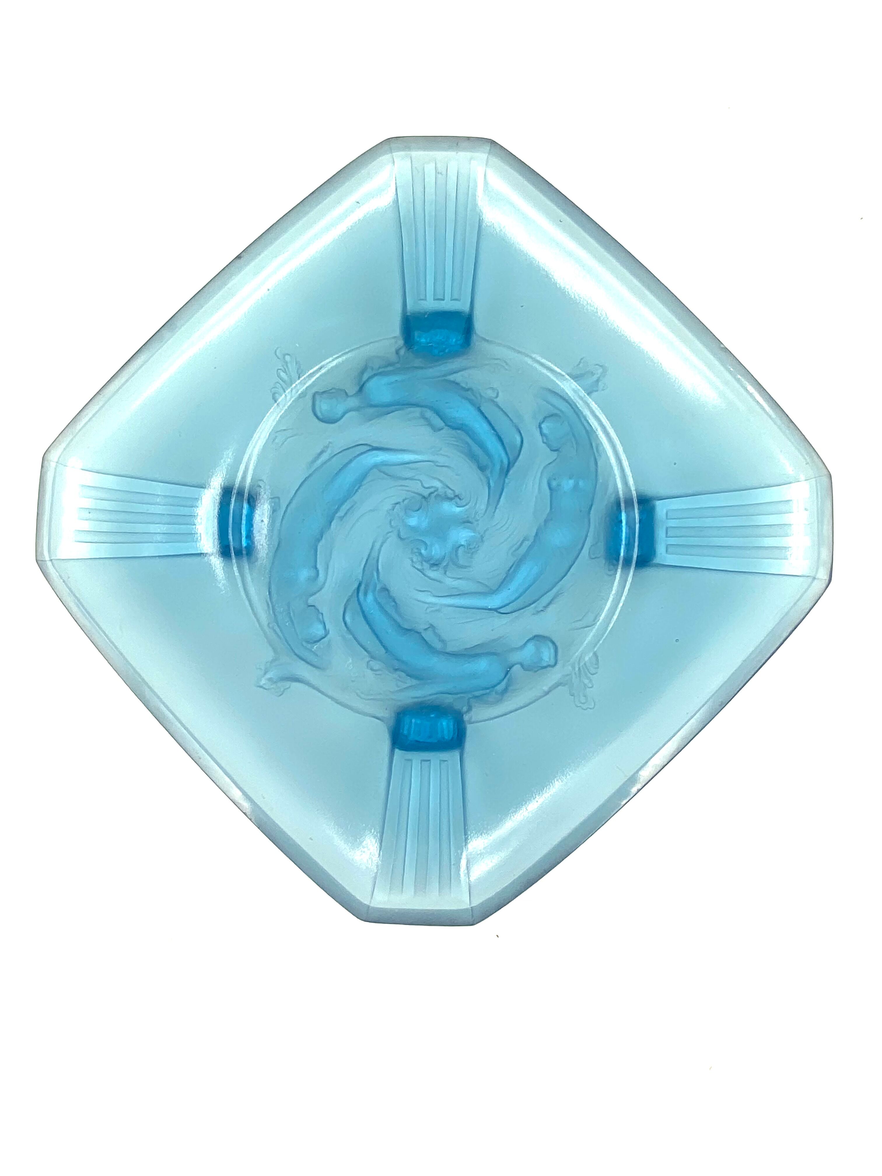 Verreries Des Hanots, 'Naiads' molded glass tray, France 1930s