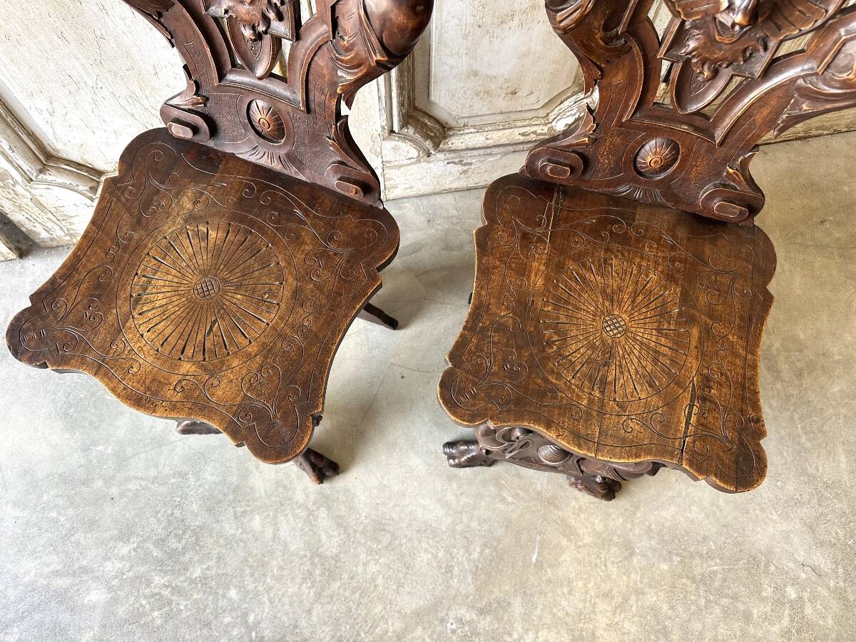 Pair of walnut chairs circa 1880